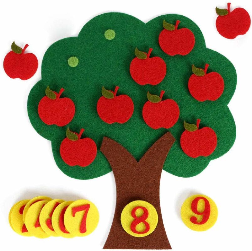 Non Toxic Kids Learning Toys Felt Apple Trees With Cute And Colorful Design